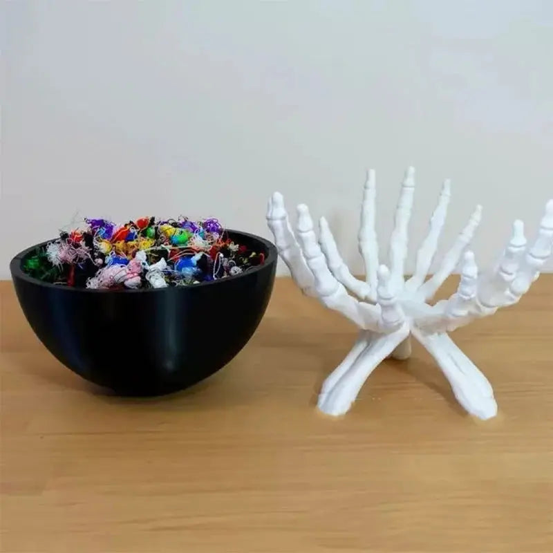 Halloween Candy Bowl Gothic Skeleton Hands Candy Storage Holder Multifunctional Halloween Organizer Holder Scary Home Decoration Suncollections