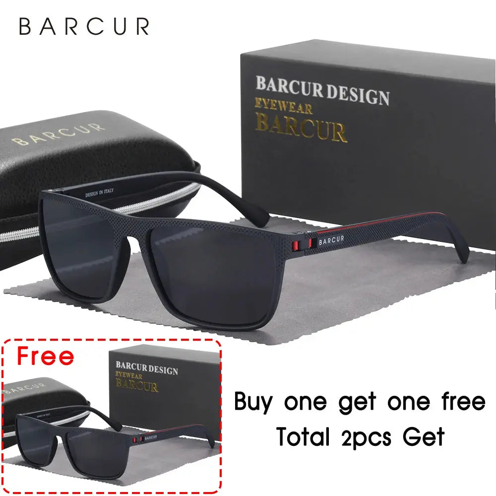 BARCUR Design TR90 Sunglasses Men Polarized Light Weight Sports Sun Glasses Women Eyewear Accessory Oculos UVAB Protection - Suncollections