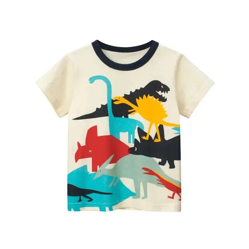 2025 Children's T-Shirt for Boys Girls Kids Shirts Baby Short Sleeve Full Print Toddler Cotton Cartoon Car Tee Tops Clothing - Suncollections