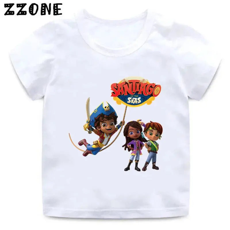 Hot Sale Santiago of The Seas Print Cartoon Kids T-Shirts Funny Girls Clothes Baby Boys T shirt Summer Children Tops,ooo5877 - Suncollections