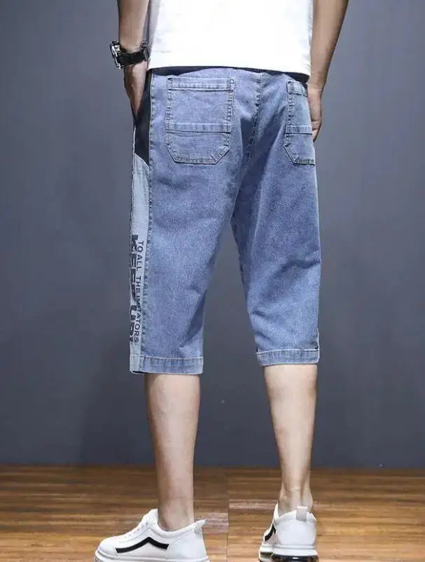 Gray Male Denim Shorts Graphic Straight Buttons Men's Short Jeans Pants Cowboy Retro Y2k Streetwear Wide Rude Summer New In Cut Suncollections