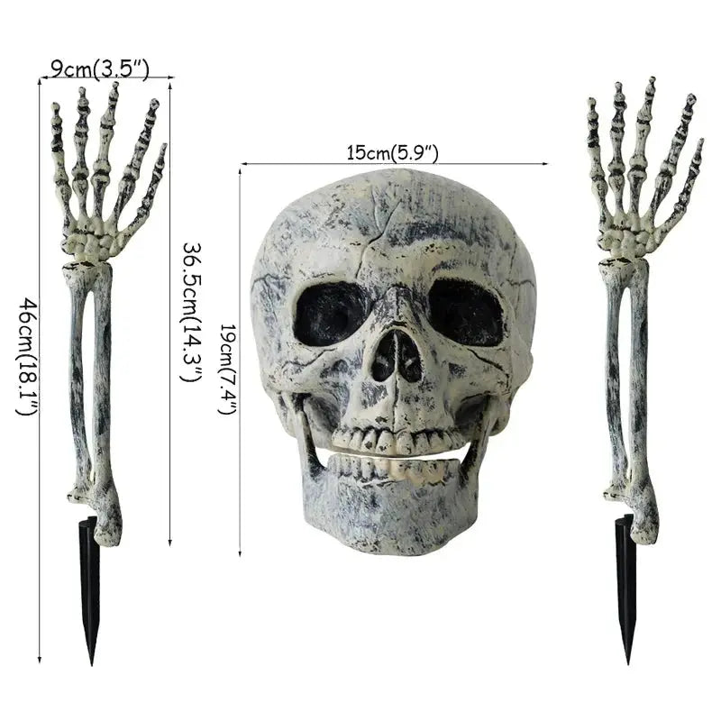 Realistic Skeleton Stakes Halloween Realistic Skull Skeleton Head Human Hand Arms for Halloween Party Home Garden Lawn Decor Suncollections