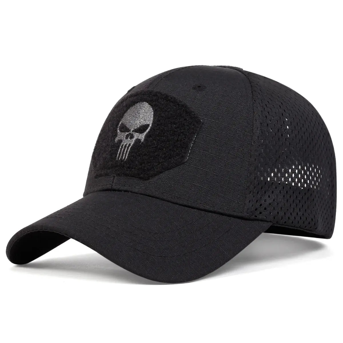 Unisex Skull Embroidered Top with Patch Breathable Baseball Caps Spring and Autumn Outdoor Adjustable Casual Hat Sunscreen Hat - Suncollections