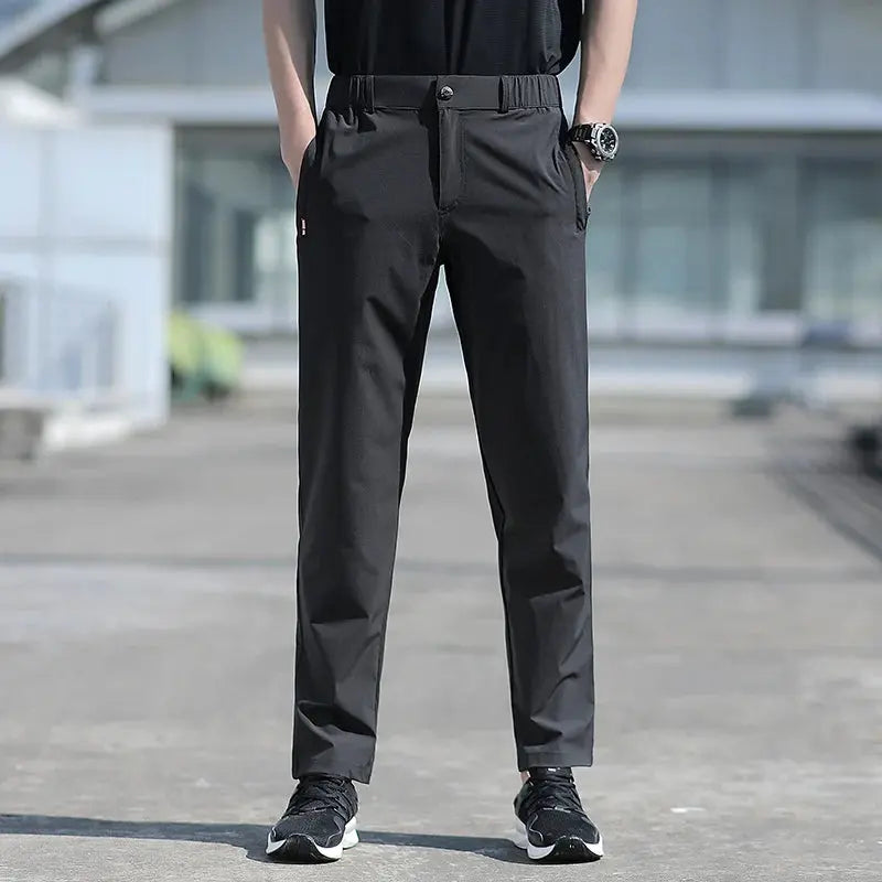 Ice Silk Men's Summer Pants Elastic Waist Straight Leg Trouser Male Quick Dry Big Size Large Plus Stretch 6XL 7XL Work Outdoor Suncollections