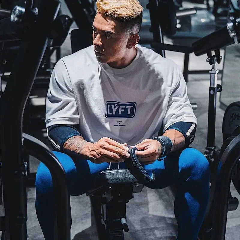 LYFT Men T-Shirt Summer Oversize T Shirts Fashion Cotton Letter Print Shirt Sports Training Pattern Casual Streetwear Male Tees Suncollections