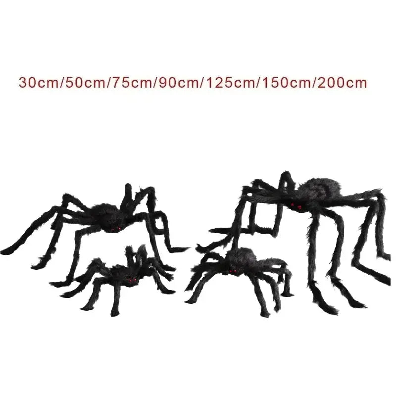 Halloween Big Plush Spider Horror Halloween Decoration Party Prop Outdoor Giant Spider Decor 30-200cm Chamber Prank Black Spider Suncollections