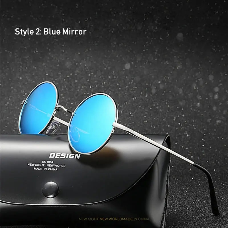 Retro Vintage Round Polarized Sunglasses Men Brand Designer Sun Glasses Women Alloy Metal Frame Black Lens Eyewear Driving UV400 - Suncollections