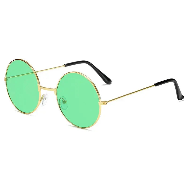 Retro Hippie Round Metal Frame Sunglasses Fashion Small Circle Sun Glasses Disco Party Candy Color Lens Eyewear for Women Men - Suncollections