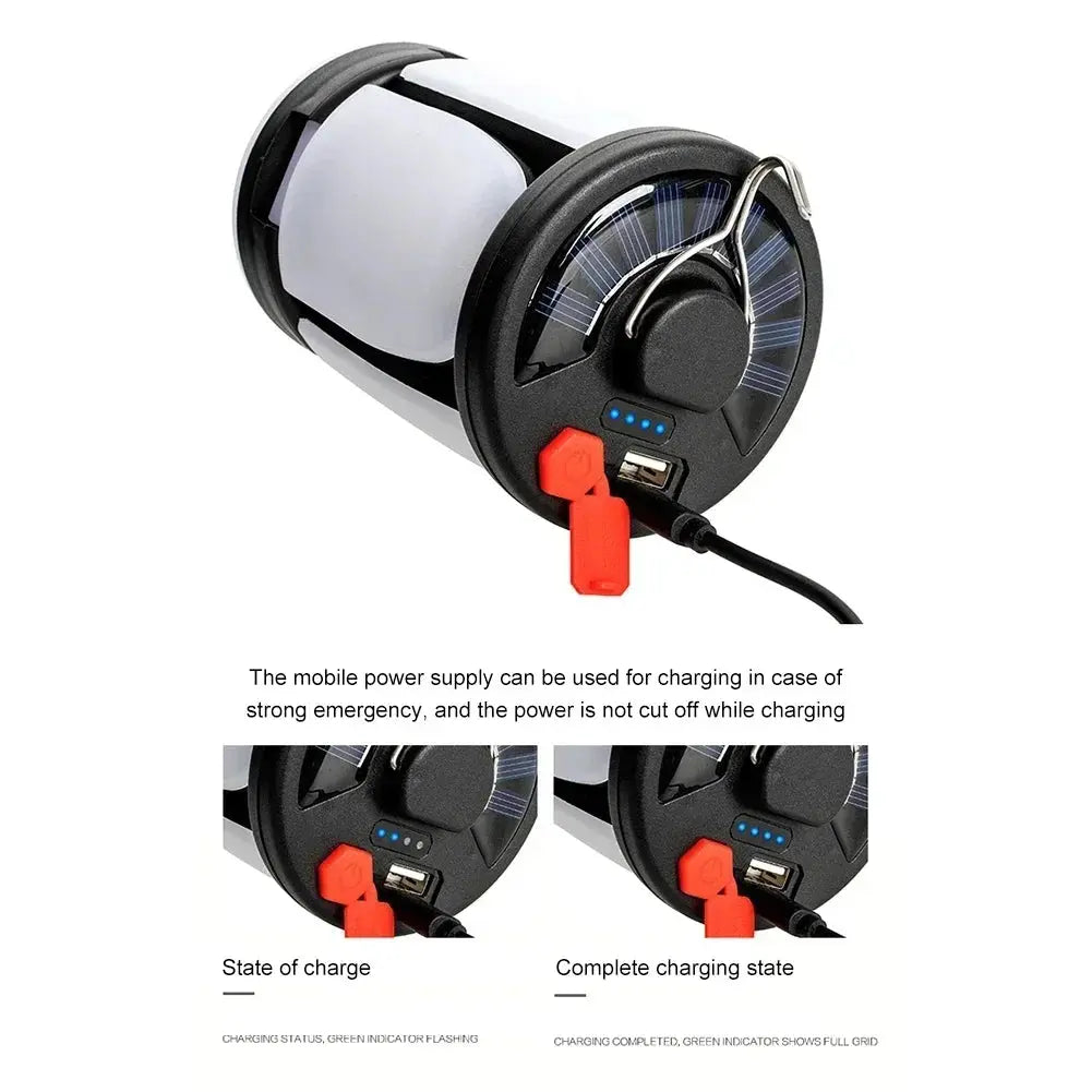 High Power Solar LED Camping Lantern Rechargeable 4500mAh 1000LM Emergency Power Bank Foldable 6 Light Modes for Camping Fishing - Suncollections