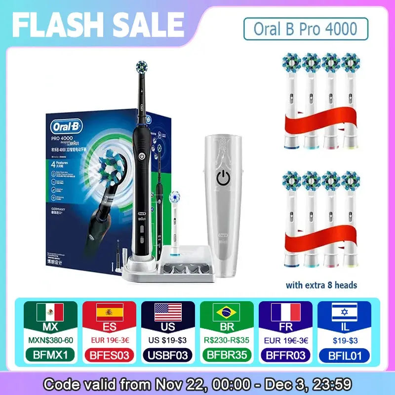 Oral B Electric Toothbrush Pro 4000 3D - Suncollections