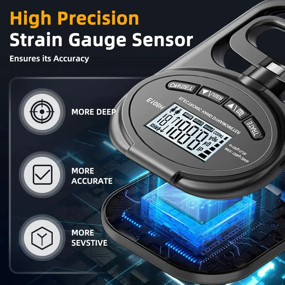 265 Lbs Digital Hand Dynamometer Grips Strength Trainer Electronic Tester Meter Gauge Measurer USB LCD Screen Sport Home School - Suncollections