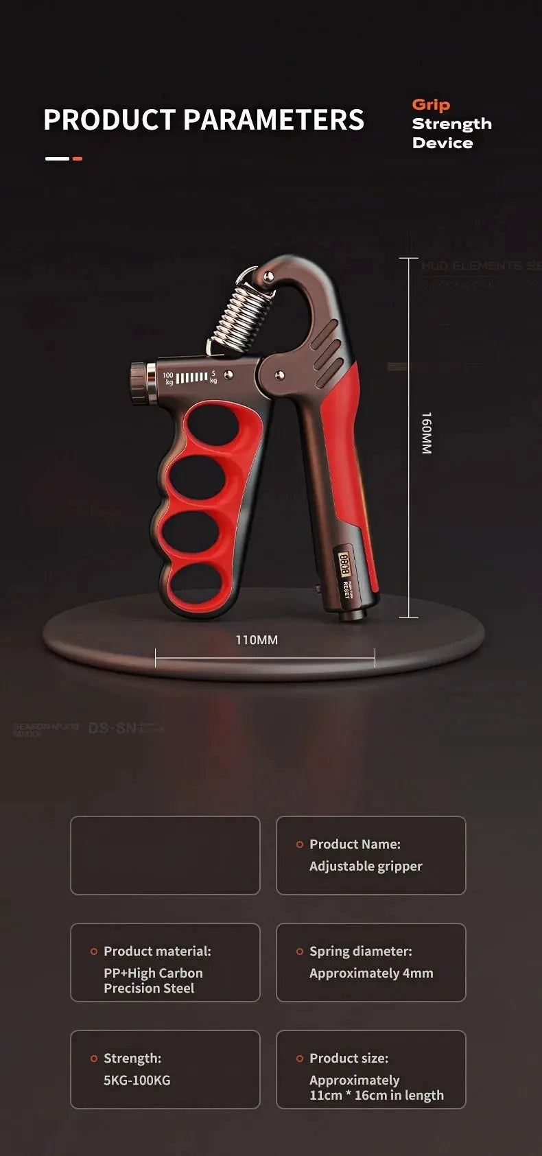 5-100kg Grip Strength Gym Wrist Expander Hand Strengthener Adjustable Muscle Recovery Fitness Hand Strength Exercise - Suncollections