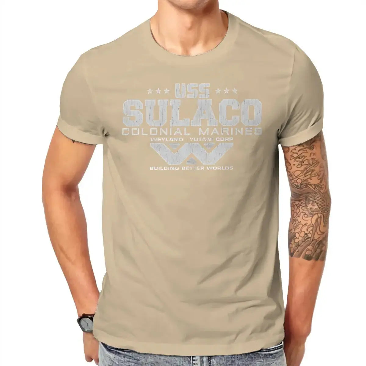 Colonial Marines USS Sulaco Tshirt Homme Men's Clothes Cotton T Shirt For Men - Suncollections