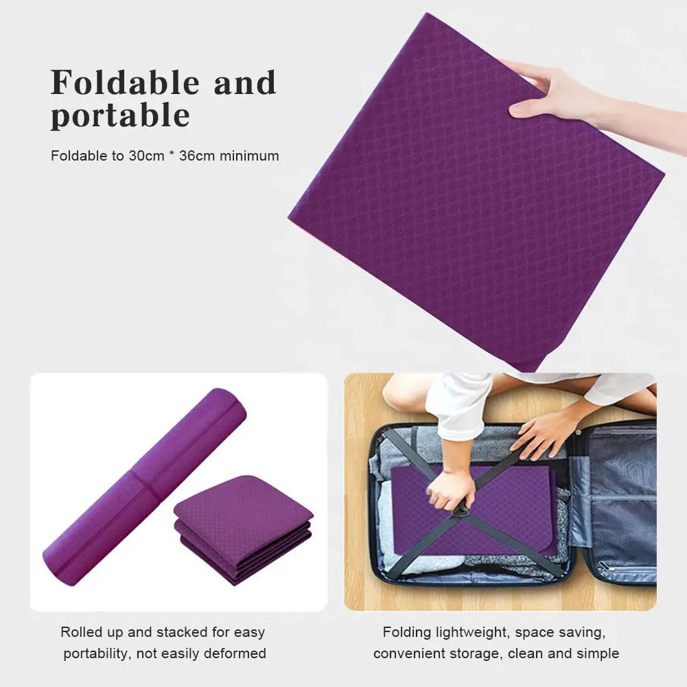 Foldable Yoga Mat 4mm Thick TPE Gym Mat Anti-Slip Yoga Mat Pilates Double Sided Multifunction Exercise Mat Yoga Pilates Workout - Suncollections