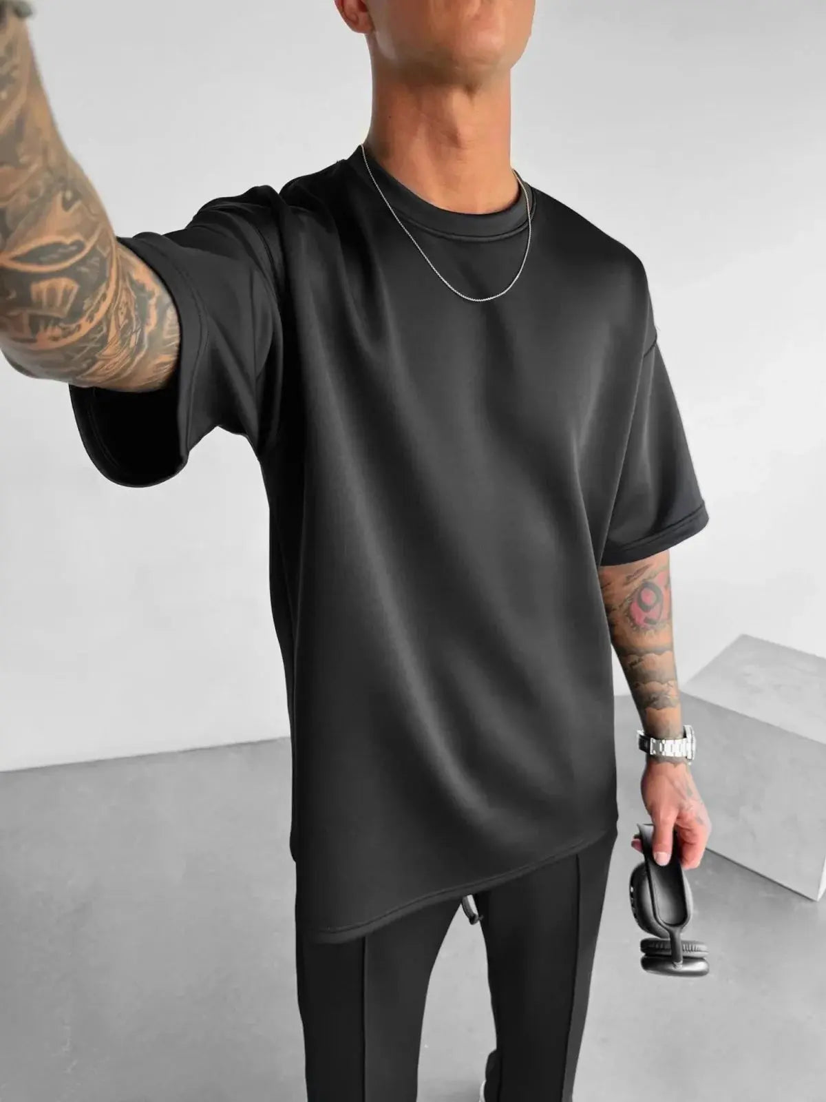 Men 2025 summer fashion sports design sense simple casual solid color quick drying short-sleeved T-shirt trend clothes - Suncollections