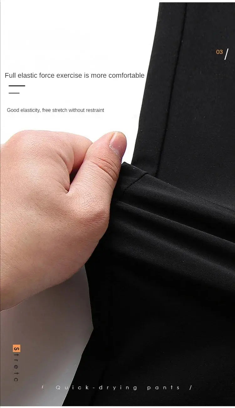 Ice Silk Men's Summer Pants Elastic Waist Straight Leg Trouser Male Quick Dry Big Size Large Plus Stretch 6XL 7XL Work Outdoor Suncollections