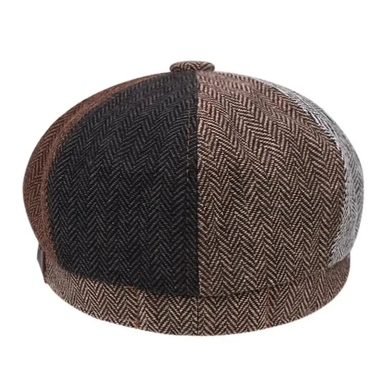 Men Newsboy Hats Peaky Autumn Vintage Herringbone Octagon Cap Women Casual Stripe Berets Gatsby Flat Hat - Suncollections
