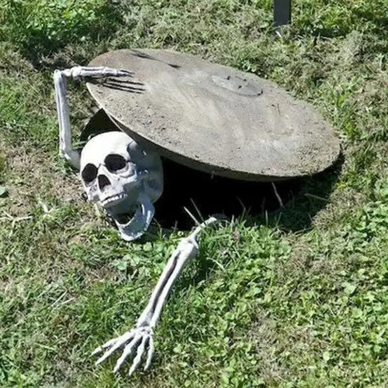 Halloween decoration Realistic Skeleton Stakes Halloween Realistic Skull Skeleton Head Human Hand Arm for Halloween Party Garden Suncollections