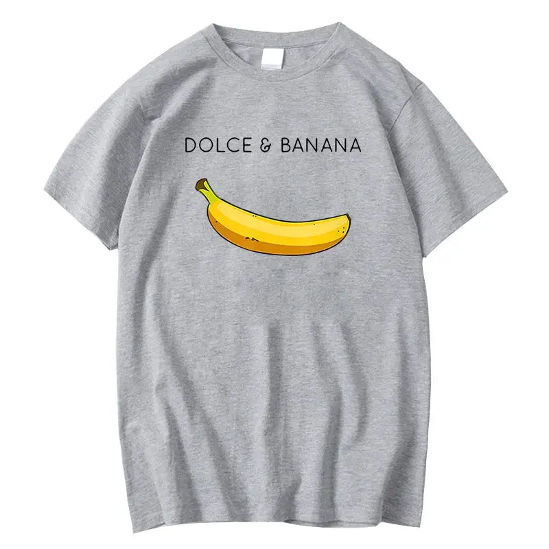 Men's T-shirt High Quality 100% Cotton Funny Banana Printing Summer Cool Casual Loose O-neck Men Short Sleeve T-shirt Male Tops - Suncollections