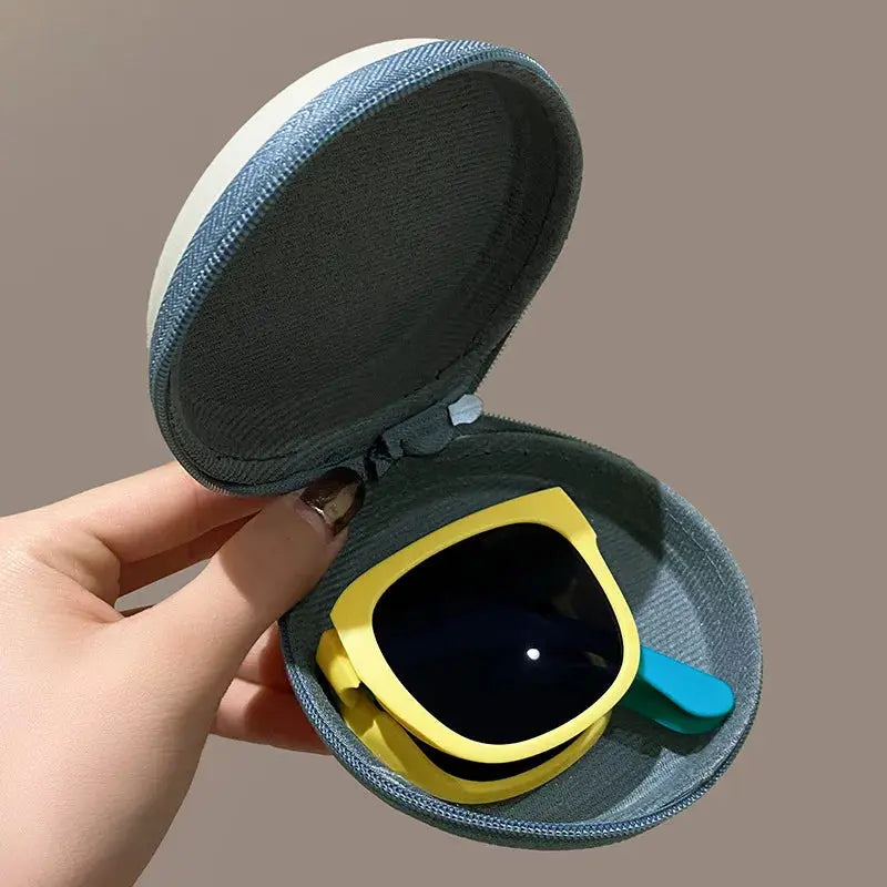 Kids Outdoor Foldable Sunglasses Baby Boys Girls Travel Goggle Shades Eyewear Vintage Square Frame UV Sun Glasses for Children - Suncollections