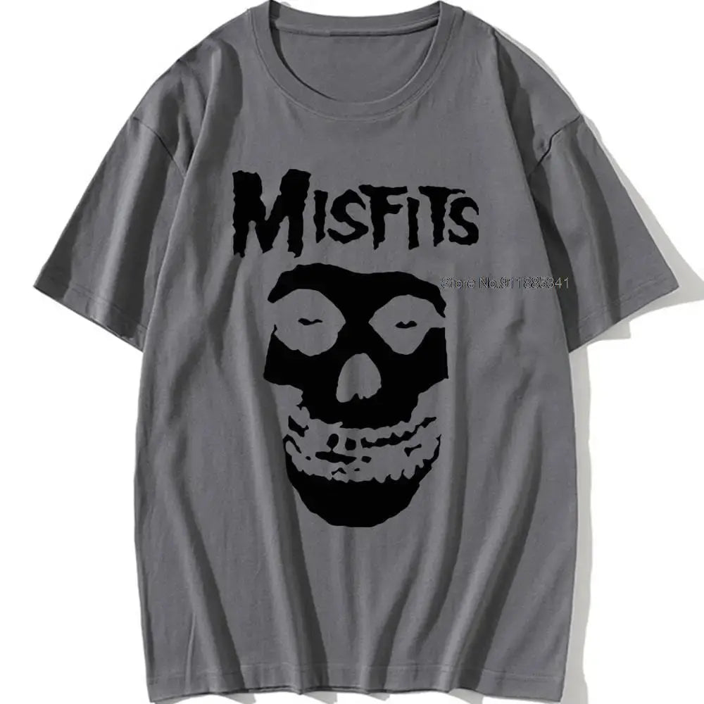 new men's hip-hop punk skull misfits brand cotton short-sleeve T-shirt marve - Suncollections