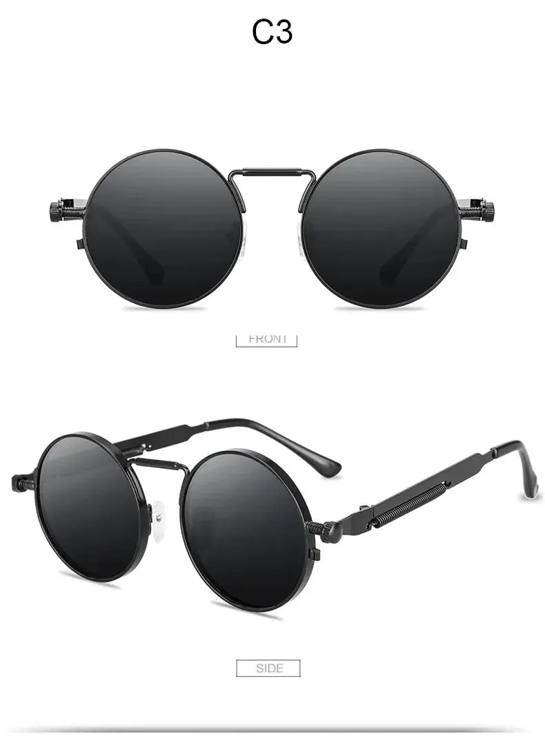 Retro Men Punk Style Sunglasses Colorful Round Metal Frame Women Fashion Sunglasses Uv400 2023 - Suncollections