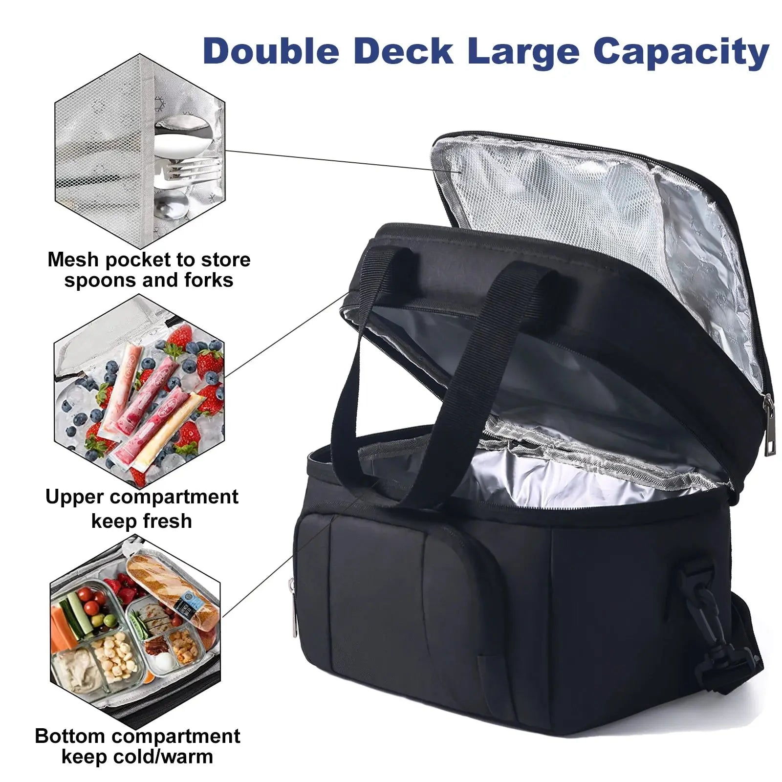 Double Insulated Lunch Bag Layer Portable Thermal Lunch Box - Suncollections