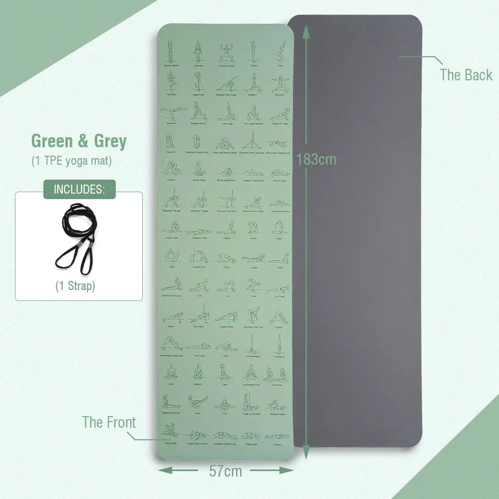 TPE Yoga Mat 183cm*57cm Eco-friendly Non-Slip Sports Fitness Mat For Exercise Yoga And Pilates Gymnastics Mat Fitness Equipment - Suncollections