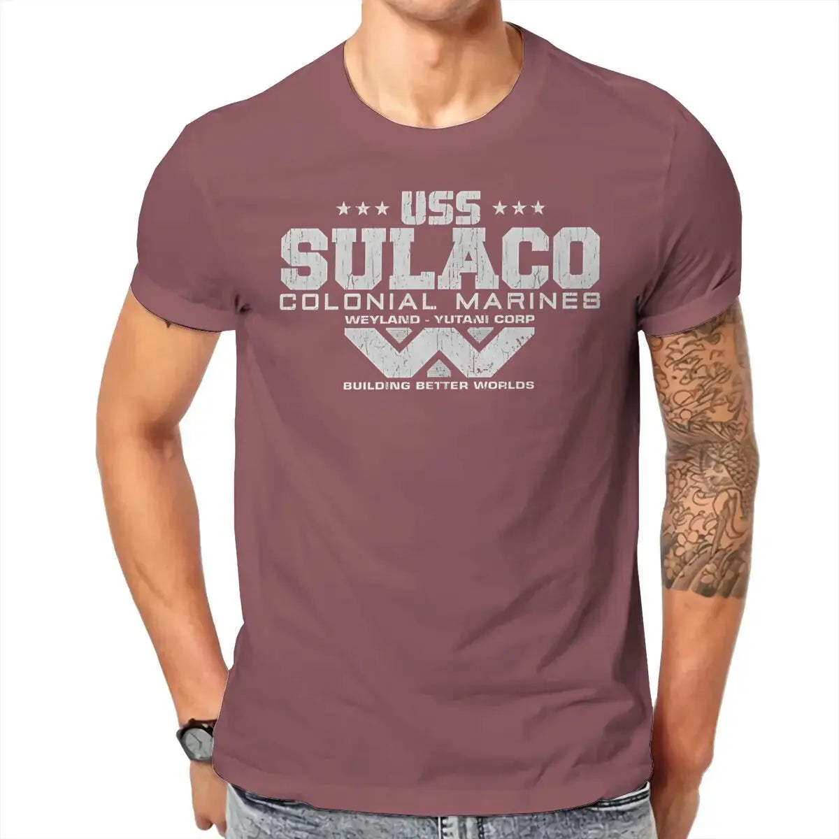 Colonial Marines USS Sulaco Tshirt Homme Men's Clothes Cotton T Shirt For Men - Suncollections