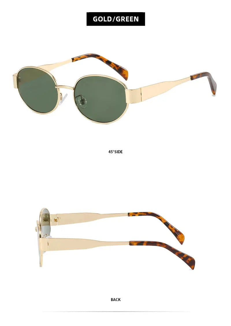 Retro Small Oval Sunglasses Men Women Luxury Metal Round Sun Glasses Male Classic Casual Driving Shades - Suncollections