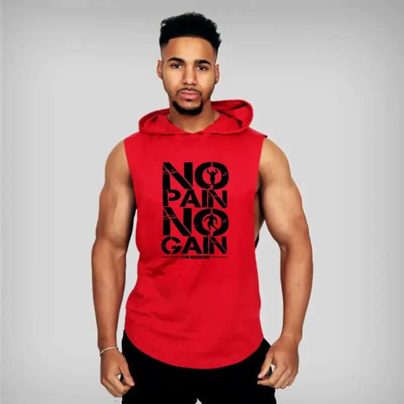 Mens Bodybuilding Sleeveless Hooded Shirts Summer Breathable Loose Cotton Hip Hop Tank Tops Gym Workout Fitness Muscle Hoodie Suncollections