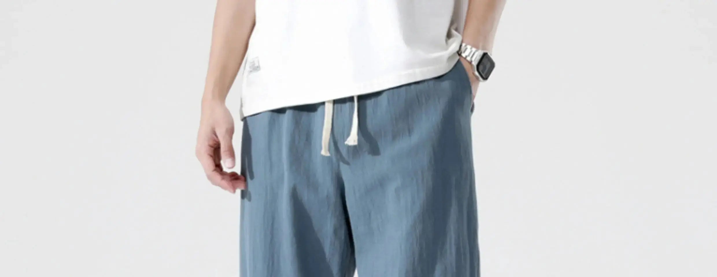 M-5XL 100% Cotton Cropped Pants Men's Summer Thin Pants Casual Beach Pants Men's Straight Leg Home Pants Suncollections