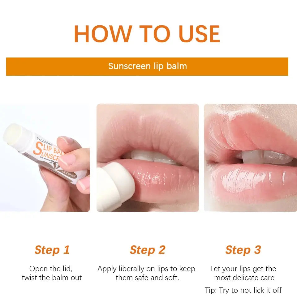 1 Piece Sunscreen Lip Balm SPF 30 UVA Protection Lips Moisturizer Watermelon Coconut Banana Flavor Colorless Lipstick Sun Care - Suncollections