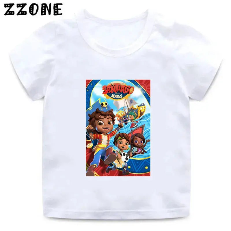 Hot Sale Santiago of The Seas Print Cartoon Kids T-Shirts Funny Girls Clothes Baby Boys T shirt Summer Children Tops,ooo5877 - Suncollections