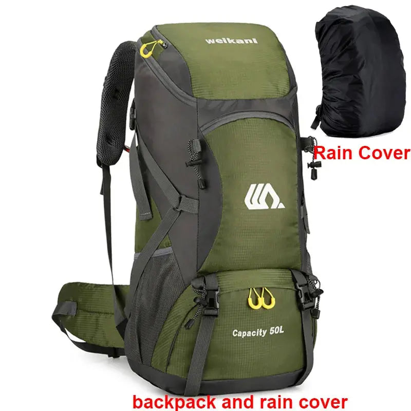50L Travel Backpack Camping Men Large Hiking Bag Tourist Rucksack Waterproof Outdoor Sports Climbing Mountaineering Bag Luggage - Suncollections