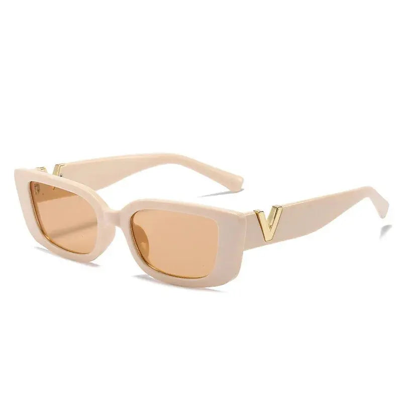 Retro Rectangle Sunglasses Women/Men Unisex with Fashion V-shaped Foots Outdoor Sunshade - Suncollections