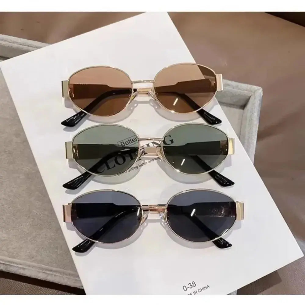 Luxury Metal Brand Sunglasses for Men and Women Unisex Designer Fashion Sun Glasses Oval Unisex Stylish Eyewear Shades - Suncollections