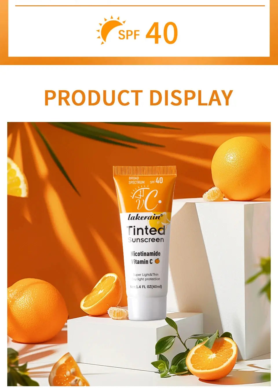 Vitamin C Tinted Sunscreen With SPF 40 Hydrating Mineral Sunscreen With Zinc Oxide & Titanium UV Protectio Dioxide Healthy Glow - Suncollections