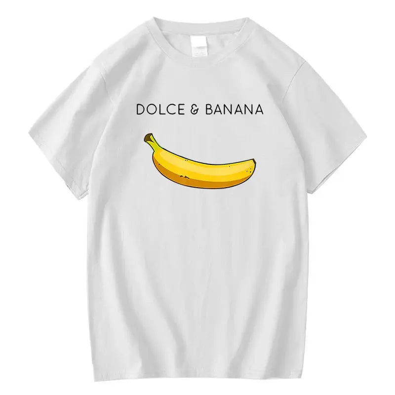 Men's T-shirt High Quality 100% Cotton Funny Banana Printing Summer Cool Casual Loose O-neck Men Short Sleeve T-shirt Male Tops - Suncollections