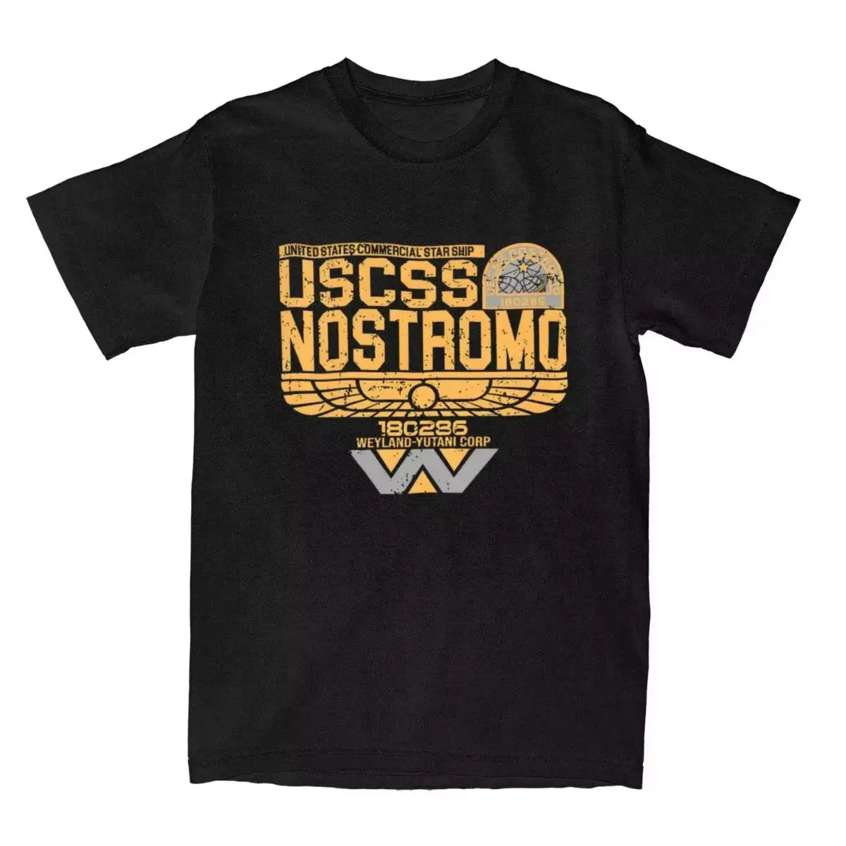 Funny Nostromo Aged Classic T-Shirt for Men O Neck 100% Cotton Casual Short Sleeve Tees Plus Size Clothing Tops Harajuku O-Neck - Suncollections