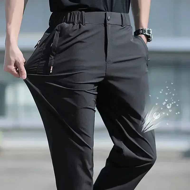 Ice Silk Men's Summer Pants Elastic Waist Straight Leg Trouser Male Quick Dry Big Size Large Plus Stretch 6XL 7XL Work Outdoor Suncollections