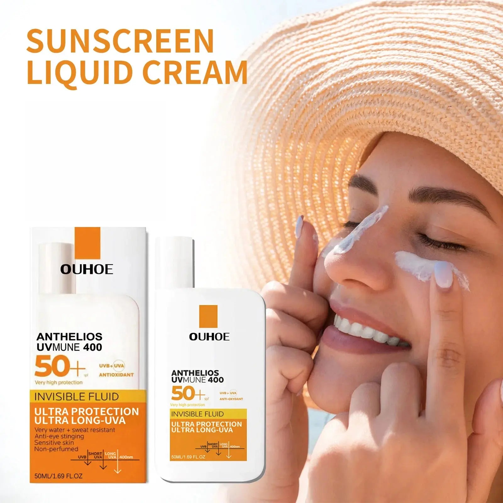 New Invisible Fluid Sunscreen SPF 50+ High Quality Water + Sweat Resistant Hydrating Moisturize Lotion Sunscreen Liquid Cream - Suncollections