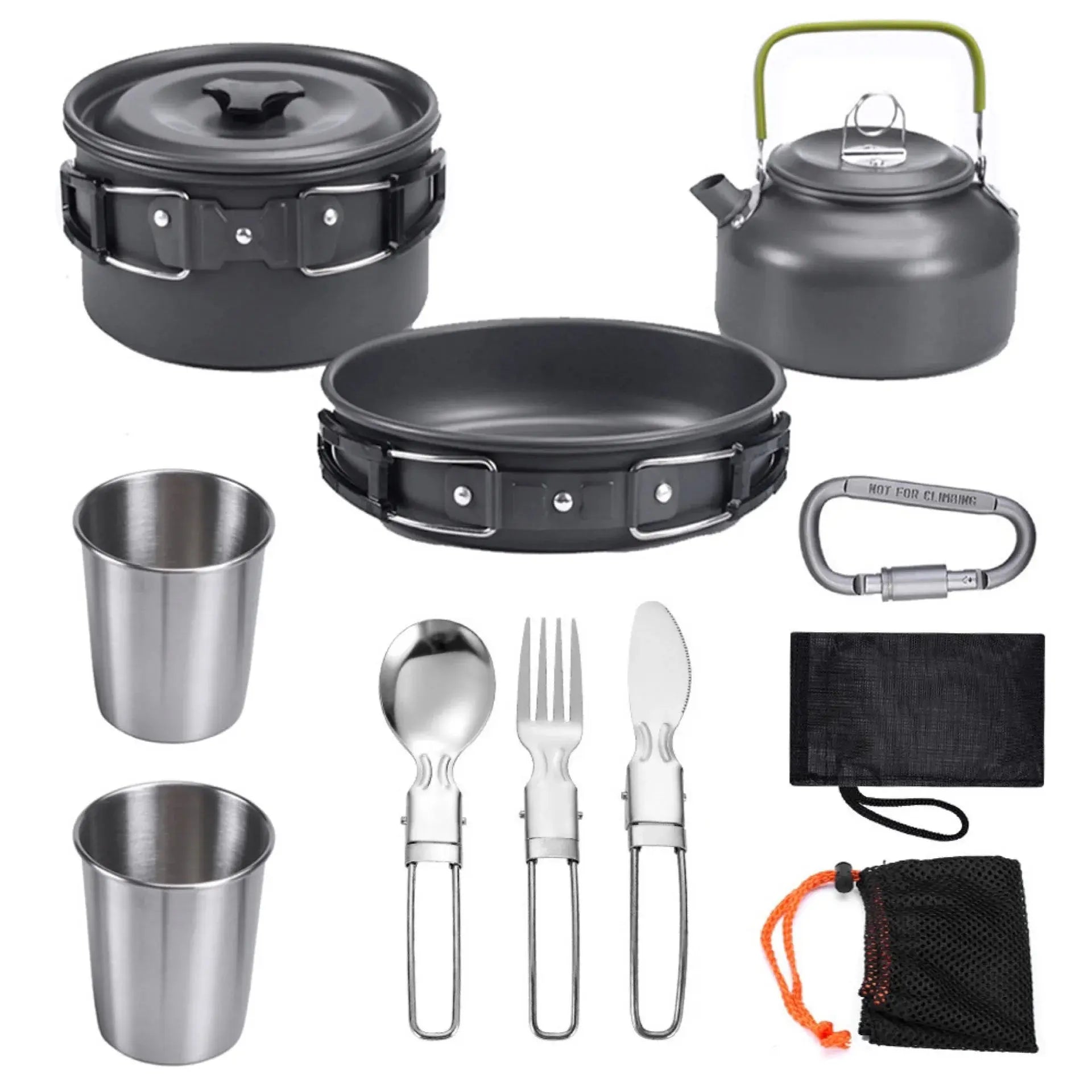 Camping Cookware Kit Foldable Outdoor Cooking Utensils Hard Alumina Save Space Equipment Heat-Resistance For 2-3 People Picnic - Suncollections