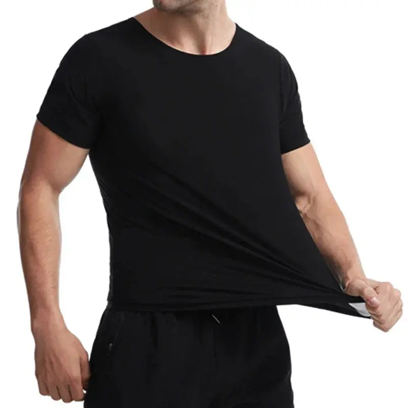Sauna Sweat Shirt for Men Short Sleeves Body Shaper Gym Exercise Fitness - Suncollections