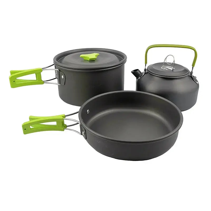 Camping Cookware Kit Foldable Outdoor Cooking Utensils Hard Alumina Save Space Equipment Heat-Resistance For 2-3 People Picnic - Suncollections