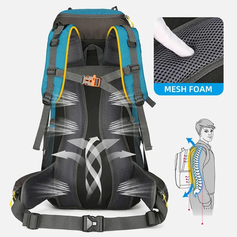 70L Camping Backpack Large Capacity Hiking Travel Outdoor Sports Waterproof Trekking Climbing Mountaineering Double Shoulder Bag - Suncollections
