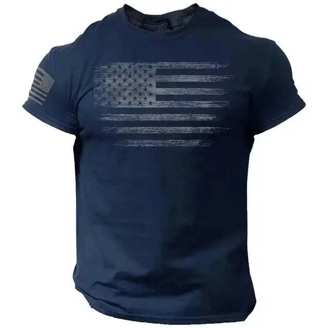 Men's T Shirt Gym 3d Print USA Flag Casual O Neck Short Sleeved Tops Tees Sportswear Street Pullover Outdoor Oversized Clothing - Suncollections