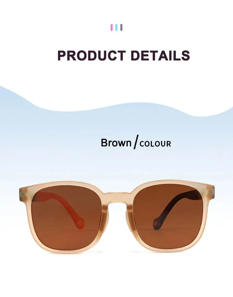 Fashion Silicone Square Sunglasses Contrasting Colours Jelly Colorful Frame Polarized Lens UV400 Boys Girls Age 3-12 - Suncollections