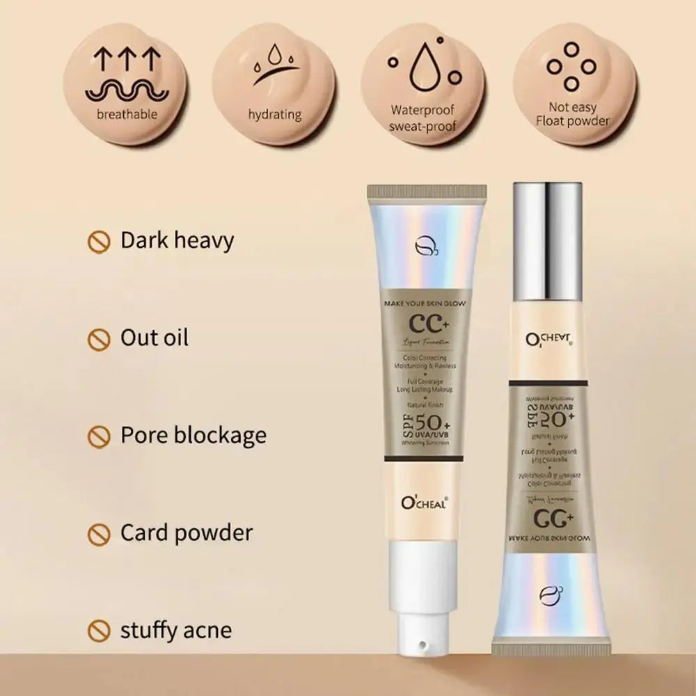 CC Cream With SPF 50 Color Correcting Cream SPF 50 Sunscreen Full Coverage Foundation Lightweight Foundation Moisturizing - Suncollections
