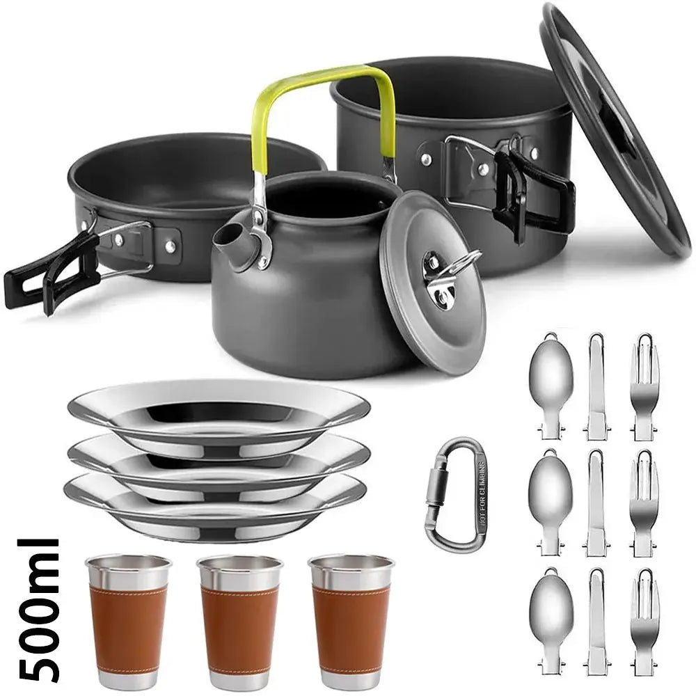 Camping Cooking set Camping Cookware Travel Tableware Outdoor Picnic Set Teapot For 2-3 Peaple Non-stick pots assorted sets - Suncollections